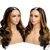 U Part Human Hair Wig Body Wave Highlight Wig #1b/30