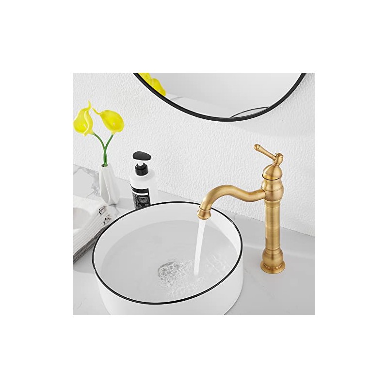 360° Swivel Antique Brass Bathroom Vessel Sink Faucet Single Handle