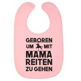 Shirtgeil Baby Bib with Saying Baby Clothing Geboren Um Mit Mama Reiten Zu Gehen Baby Bib Girls, pink