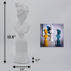 Goddess Bust Statue Classical Tabletop Decoration Gift, Greek & Roman Mythology Indoor Replica Resin Sculpture Art for Home & Office, 13.8" H