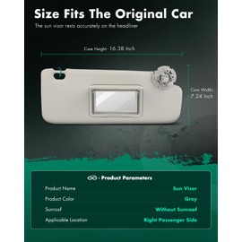 SCITOO Car Sun Visor Assbembly Fit for 2012-2015 for Chevy Sonic Grey Without Sunroof(Right Passenger Side)