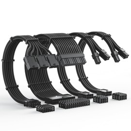 AsiaHorse 12VHPWR Cable Extension Kit, 16AWG Pcie 5.0 PSU Cable Extension Kit Soft Braided Power Supply Cable Extension, 24pin ATX /4+4pin EPS /12+4pin 30CM Length with Cable Combs