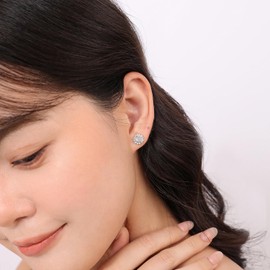 Weiße Feueropal-Ohrringe 4.5 x 4.5 mm zierlicher Edelstein Opal runde Ohrstecker Oktober-Geburtsstein zierliche Opal-Ohrringe handgefertigt Hochzeitsschmuck Geschenk für Bräute Abschlussfeier (Gold)