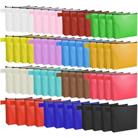 60 Pcs Canvas Makeup Bags Bulk Multi-Purpose Cosmetic Bag with Zipper Multi-Purpose Blank Travel Toiletry Bag Plain Blank Colored Bag for Travel Girls Pencil Craft, 15 Colors (9.8 x 5 x 2 Inch)