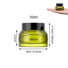 2PCS 50ml/1.7oz Empty Green Glass Cosmetic Jars with Lids Refillable Travel Sample Jars Small Glass Jars Round Makeup Cream Lotion Lip Balm Container Storage (Green)
