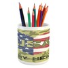 Lunarable National Pencil Pen Holder, Heart Shaped American Flag and