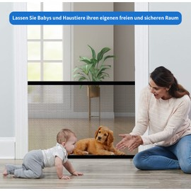 Dog Door Safety Gate, Stair Safety Gate, Dog Safety Gate for Dogs, Dog Door Protection, Dog Barriers, Stair Gate for Pets, Baby Barrier Gate, Extendable & Foldable, 110 x 72 cm