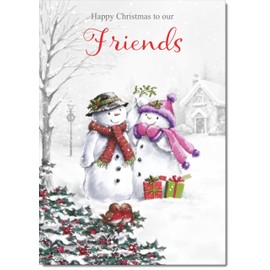 doodlecards Friends Christmas Card Two Snowmen Medium Size Christmas Card for Friends with Plain Envelope