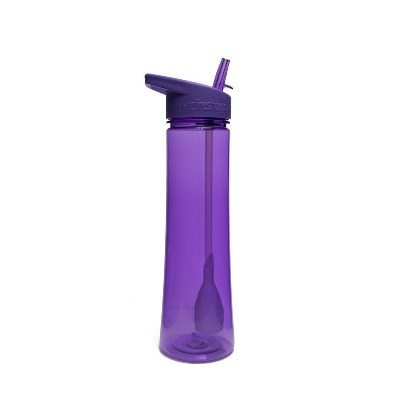 refresh2go 1050-PL-2pk Sleek Filtered Water Bottle, 2-Pack, Purple