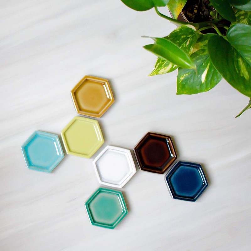 B&Dminoyaki MAM-SETC Mino Yaki Bean Plate Pair Set, HEX, Mint