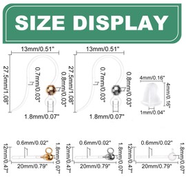 DICOSMETIC 60 Pieces 2 Colours Plastic Earrings Transparent Earrings Transparent Ear Hooks with Beads French Earring Hooks for DIY Earrings Jewellery Making