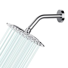 AULEEND All Metal Rain Shower Head - Heavy Duty Stainless Steel, Easy Install, High Water Flow, Ultra-Thin Modern Design for Bathroom (Chrome, 8)