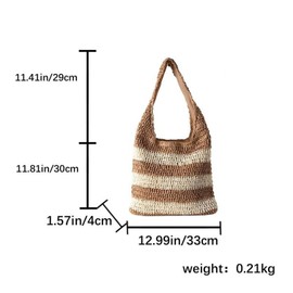 SHESRA Shoulder Soft Straw Bag Handmade Woven Bag Casual Large Capacity Retro Summer Beach Bag Rattan Handbag for Travel,Shopping,Daily,Vacation 01, Beige, Large