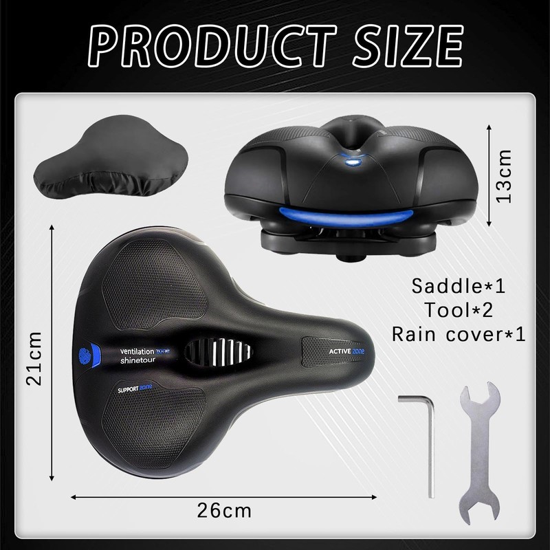 Ergonomic Bicycle Saddle with Gel & Memory Foam - Wide
