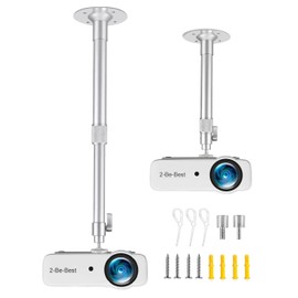 2-Be-Best Upgraded Projector Mount,14-24in / 37-62cm Projector Ceiling Mount Extendable Ceiling Projectors Mounts Adjustable Angle 360° Rotation Drop Ceiling Projectors Mounts Silver