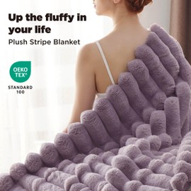 Bedsure Faux Fur Blanket - Soft & Fluffy, Fuzzy, Cozy, Plush Throw Blanket for Couch, Sofa and Bed, Thick and Warm, Christmas Decor Gifts for Women, Purple, 60x80 inches