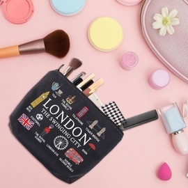 MYSOMY London Travel Gift, London Travel Makeup Bag, London Travel Souvenir, Cosmetic Bag, Gift for London Lovers, Gift, London Bag-bl, Modern