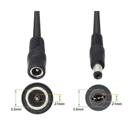 CERRXIAN 5.5/2.1MM 12V DC Power Splitter Cable 1 Male to 2 Female Connectors CCTV DC Power Splitter 1 Male to 2 Female Splitter Cable（0.3M）