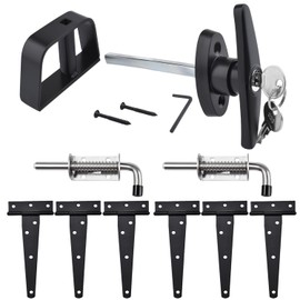 Shed Door Hardware Kit- Includes Hinges, Latches, and T-Handle Lock, Door and Window Hinge Set for Shed, Gate, Barn, Playhouse, Chicken Coop and More