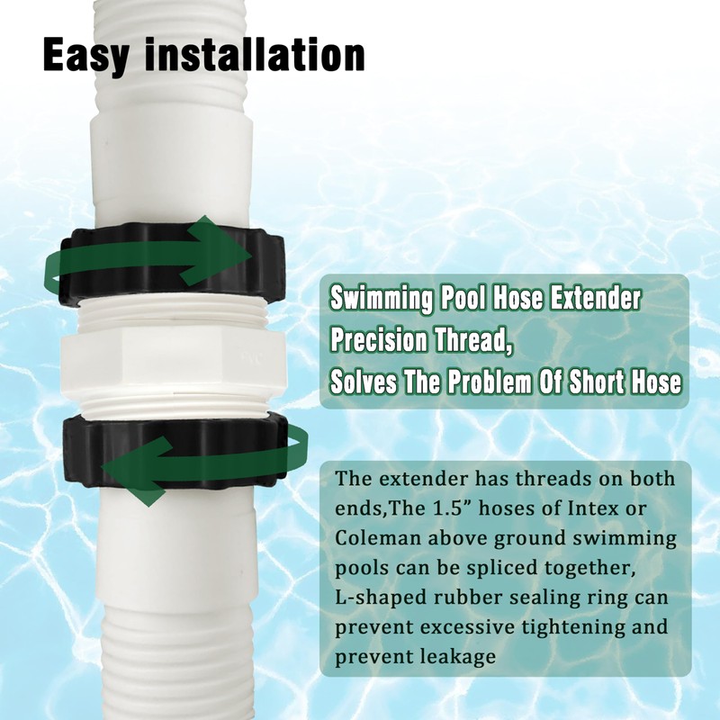 Pool Hose Connector, 1.5-Inch Hose Extender, Intex&Coleman Compatible Above Ground