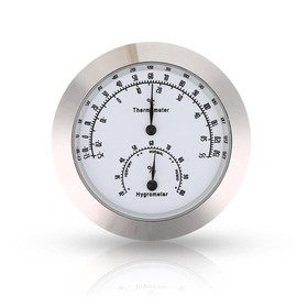 Violine Thermometer Hygrometer, Runde Digitale Gitarre Luftfeuchtigkeit Temperatur Meter für Instrument Pflege(Silber)