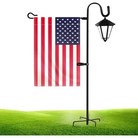 JOYSEUS Garden Flag Holder Stand and Shepherd Hook, 36 Inches with 1/2 Inch Thick Heavy Duty Garden Flag Stand, Rust Resistant Yard Flag Pole Holder for Flag, Lights and Plants(Without Solar Lights)……