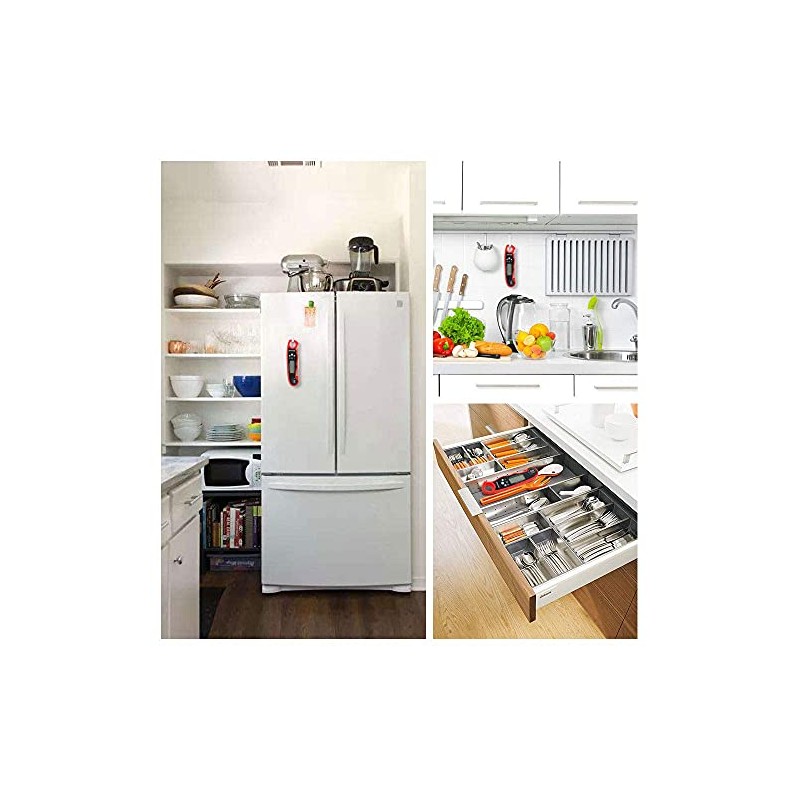 1 Piece Waterproof Digital Food Thermometer with Foldable Sensor, Red/Black/Blue