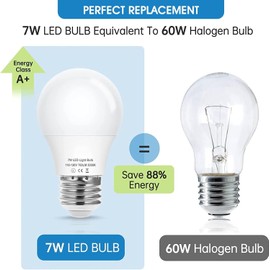 LED Refrigerator Light Bulb 7W: 60W Equivalent LED A15 Bulb, Waterproof Appliance Fridge Light Bulb, Daylight White 5000K 700LM, E26 Medium Base for Home Lighting Lamp Non-dimmable(2 Pack)