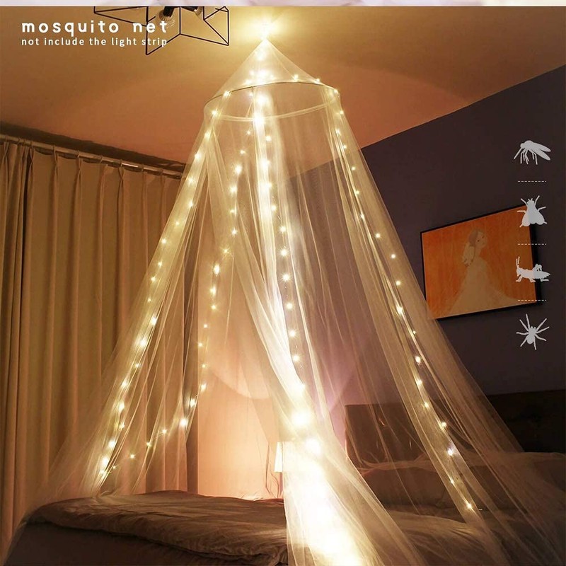 Sublaga Round Mosquito Net for Bed, Large White Bed Canopy