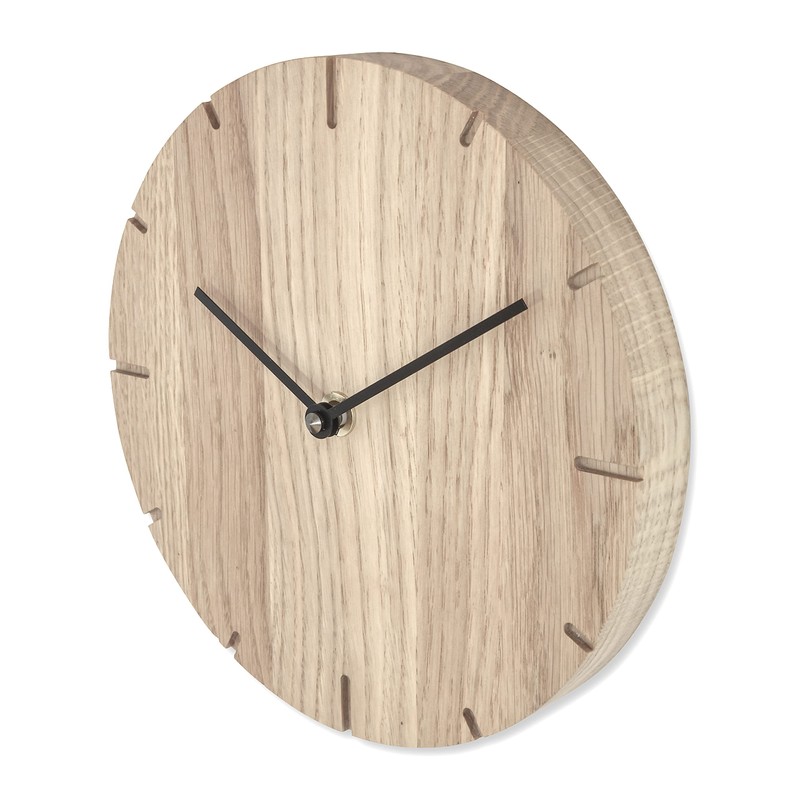 Natuhr Wall Clock Untreated Oak Wood Solid 20 cm Mini
