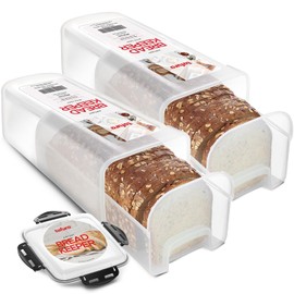 Tafura Bread Storage Container (2 Pack) with INGENIOUSLY Tray, Plastic Bread Box, Bread Container with Airtight Lid, Loaf Bread Keeper, Bread Holder for Homemade Bread, BPA Free