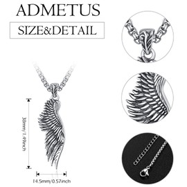 Angel Wings Necklace Sterling Silver Single Wing Necklace for Men Guardian Angel Pendant Jewellery Wing Gifts for Men