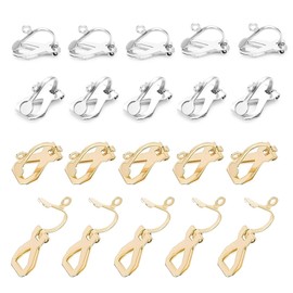 Visxcnu 20pcs Stainless Steel Clip-On Earrings Painless & Not Pierced Golden Stainless Steel Converter Clips for DIY Earrings, 12mm Long - Ideal for Girls, Jewellery Making