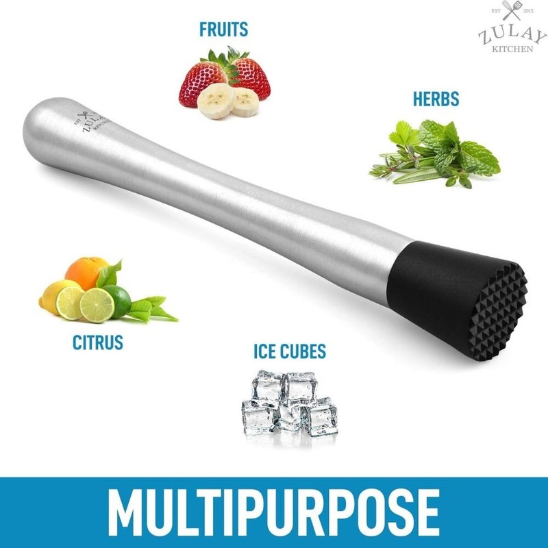 Zulay Kitchen (8 inch) Stainless Steel Muddler for Cocktails