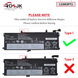 L18M3P71 L18L3P71 L18S3P71 L20D3P71 Laptop Battery for Lenovo ThinkPad T590 P53S ThinkPad T15 P15s 1st Gen Series 02DL011 SB10K97649 02DL012 SB10K97650 5B10W13913 5B10W13914 SB10W51924 11.52V 57Wh