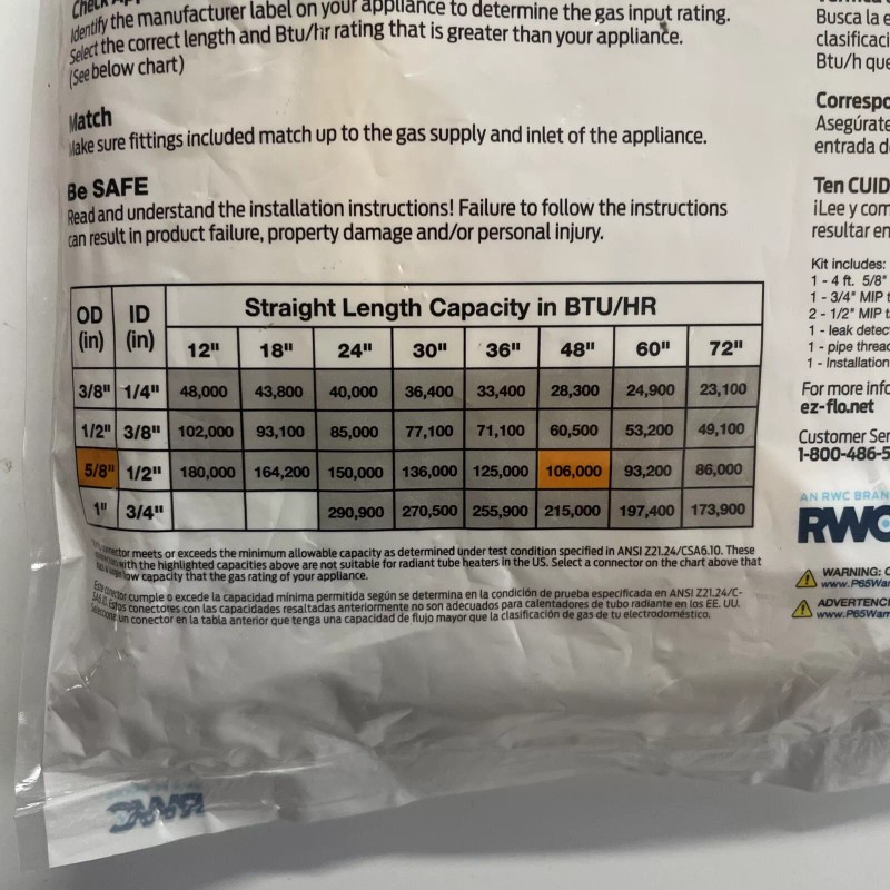 Eastman 5/8" OD Gas Range & Dryer Connector Kit Fits