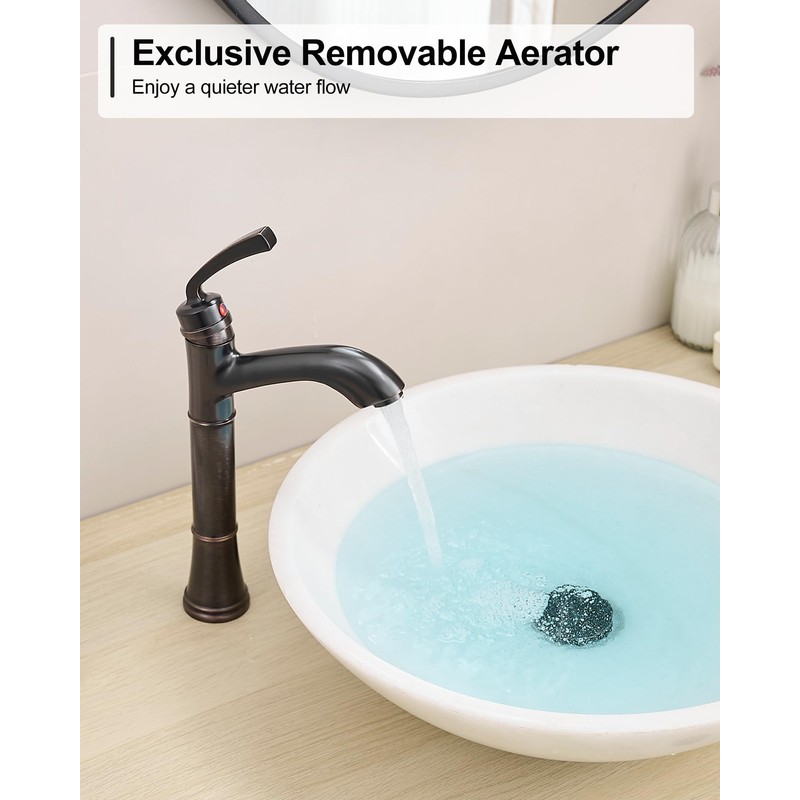 HEYMYTAP Brass Tall Bathroom Faucet 1 Hole, Oil Rubbed Bronze