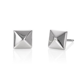Namana Small Square Earrings for Women Girls 925 Sterling Silver Simple Stud Earrings for Women Pyramid Shape, Sterling Silver