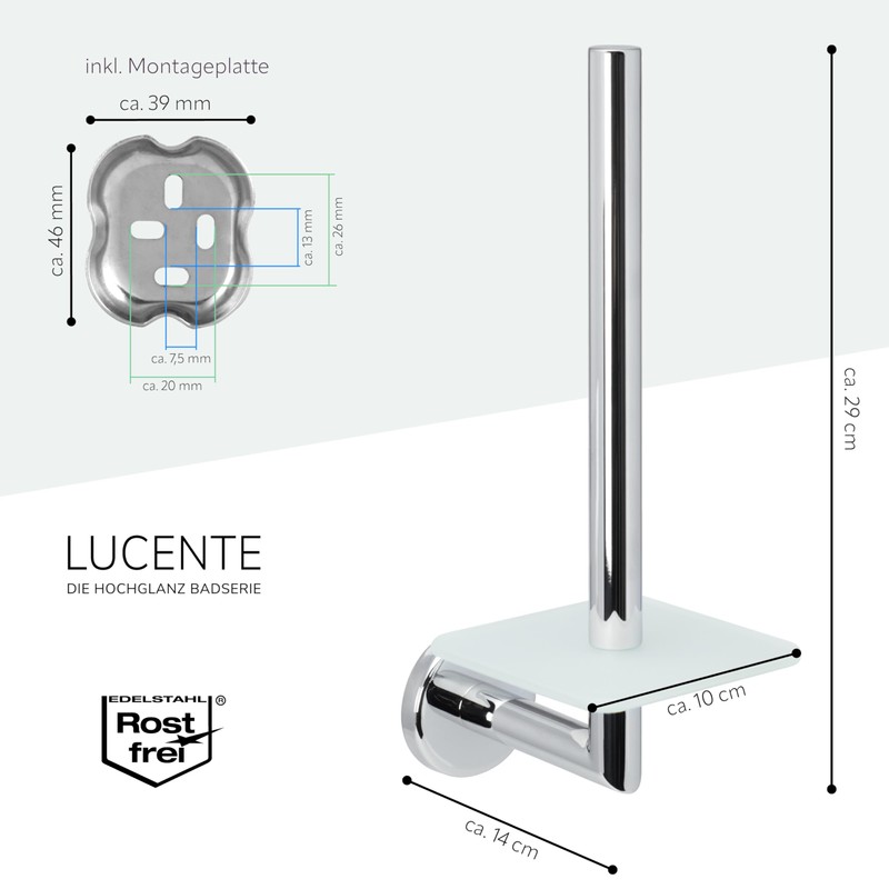 bremermann Lucente Bathroom Series Replacement Toilet Roll Holder Chrome-Plated Stainless