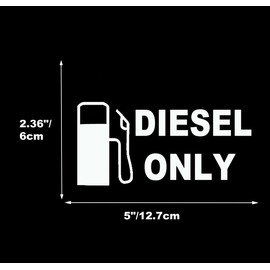 XTRAYXRAY Diesel ONLY Sticker Car Fuel Tank Cover Cap Warning Decal Window Bumper Decal Sticker Suitable for Cars, Trucks 5inch(White)