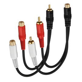 Xsusmdom RCA Splitter 2 Pack, with 1 Male to 2 Female and 1 Female to 2 Male Audio Speaker Y Adapter Splitter Cable 0.65ft OFC Conductor Dual Shielding Gold Plated Metal Shell Flexible TPE Jacket