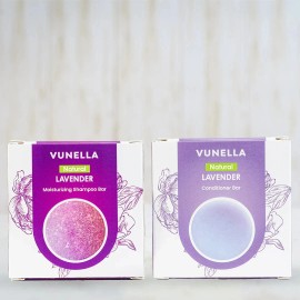 Vunella Lavender Shampoo Bar & Conditioner Bar Combo - Natural, No Chemicals