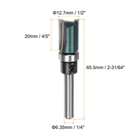 Sourcing Map 2pcs Flush Trim Router Bit, 1/4" Shank, 4/5" Cutting Length, 1/2" Cutting Dia, Top Bearings, Straight, Precise Woodworking Milling Cutter Tool