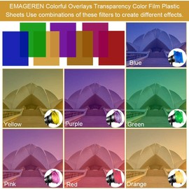 Lighting Color Filter 7 Color Lighting Filter Set Transparent Color Correction Writing Film Plastic Sheet Flash Lighting Gel Filter Kit (29.7x21cm) (7pcs)