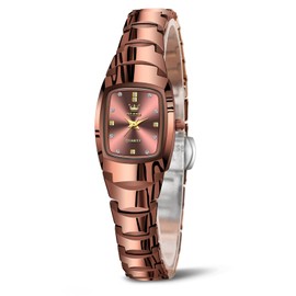OLEVS Watches for Women Small Square Face Ladies Watches Waterproof Rose Gold Tungsten Steel Dainty Dress Rectangle Female Womens Wrist Watches for Small Wrists