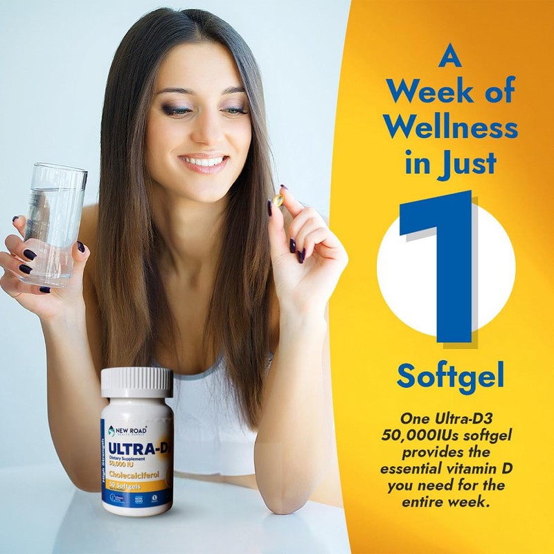 ULTRA-D3 New Road Health Supply, High-Potency Vitamin D3 50,000 IU,