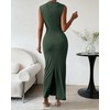BTFBM Women's Ruched Bodycon Dress Summer Casual Sleeveless Back Slit