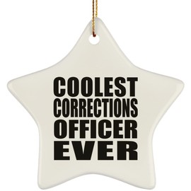 Designsify Gifts, Coolest Corrections Officer Ever, Star Ornament Xmas Tree Hanging Santa Decoration, for Birthday Anniversary Parents Mothers Day Fathers Day Party, to Men Women Him Her Friend Mom