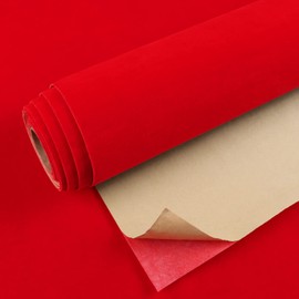 VEELIKE Bright Red Velvet Flocking Liner Self Adhesive Felt Drawer Liners for Jewelry Dresser 15.7''x118'' Removable Peel and Stick Red Fabric Velvet Wallpaper for Cabinet Wall Shelf Liner Art & Craft