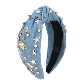 Jaciya Cowgirl Headband Western Headbands for Women Hair Accessories, Fashion Knotted Hairband for Concerts, Rodeo, Parties